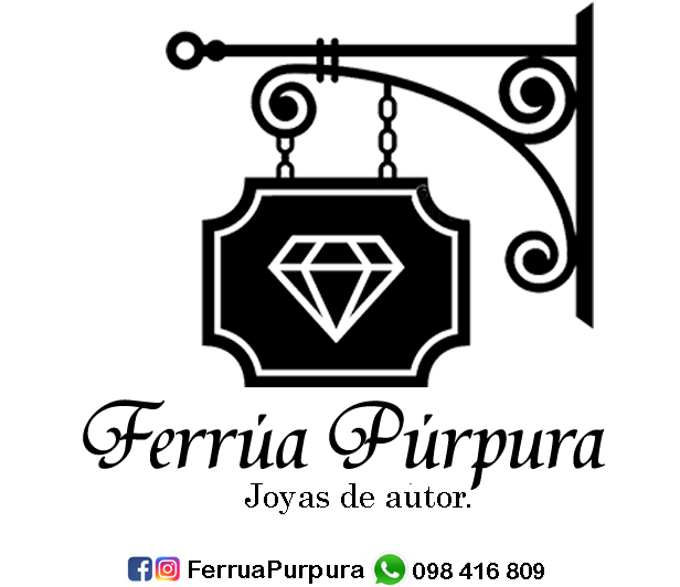 Logo original Ferrúa Púrpura, Joyas de autor. Redes FerruaPurpura. WhatsApp 098 416 809.